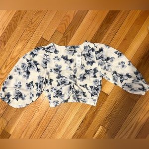 Abercrombie Blue Floral Twist Front Crop Top